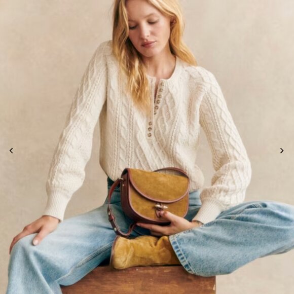 Sezane Cream Cable Knit Sweater
